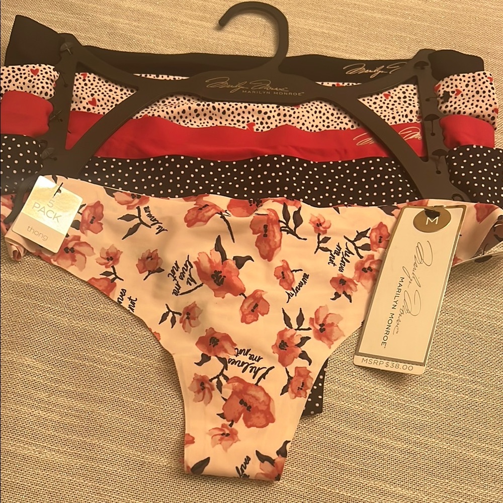 Floral and Polka Dot Bikini Panties Set